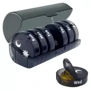 Daily Pill Organizer (Twice-a-Day) - Weekly AM/PM Pill Box, Round Medicine1752