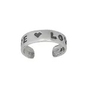 Sterling Silver .925 Love Heart Love Toe Ring adjustable size | Made In USA