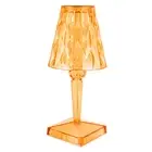 (Orange)LED Crystal Table Lamp Transparent Prism Dimmable Desk Lamp USB JY