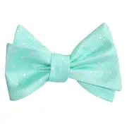 Mint Green with White Polka Dots Self Tie Bow Tie