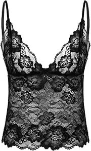 [FEESHOW] Mens Lace Floral Singlet Mesh Sheer Tank Tops Sissy See Through Camisole Crop Vest Gay Clubwear