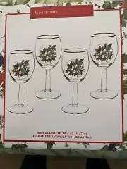 Spode Portmeirion The Holly and The Ivy Set of 4 Water Wine Goblets Glasses New