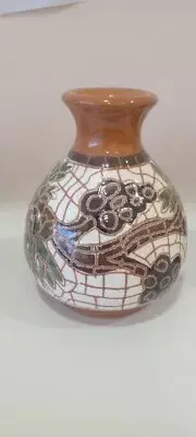 Handmade Pottery and Mosaic Vase, Mosaic Effect Jordan, Height 15 CM