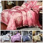 Luxurious Satin Floral Quilt Duvet Doona Cover Set Queen King Bedding Pillowcase