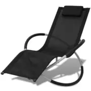 Outdoor Sun Lounger Steel Geometrical Design Steel Frame Foldable Reclining Seat