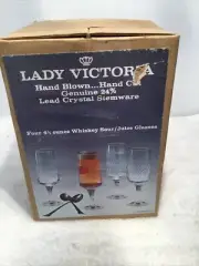 NEW - LADY VICTORIA FINE CRYSTAL STEMWARE (4) 4.5 oz. Juice GLASSES