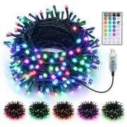 Christmas String Lights, 33ft 100 LED USB Color Changing Rgb_green Wire
