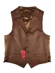 Luigi Bianchi Vest Medium/40R Dark golden brown donegal Wool/Silk