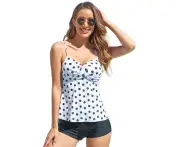 Women Tankini Swimsuits Two Piece Tummy Control Bathing Suits Swim Tank Top with Shorts Swimwear - Spot