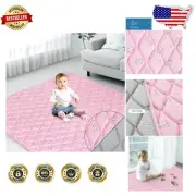 Luxury 50" x 50" Cushioned Foam Play Mat - Pink Print for Babies & Toddlers