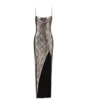 Long dress with chain straps FR40 Gray