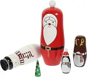QUMIIRITY Unique Christmas Decor 5-Layer Wooden Nesting Dolls for Home and Boys and Girls