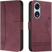 [Lihondar] Compatible with OPPO A17/OPPO A17K Case, OPPO A17/OPPO A17K Case Wallet, PU Leather Folio Wallet Flip Cover with Card Holder Magnetic Kickstand Phone Case Cover for OPPO A17/OPPO A17K(Red)