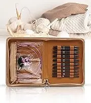 Gugxiom Interchangeable Circular Knitting Needle Set, 9 Pairs (3 to 8mm), Metal, Ergonomic Handles, Storage Bag, for Weaving Projects
