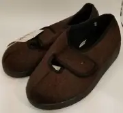 MUK LUKS WOMEN'S ADJUSTABLE FULL FOOT FAUX WOOL WARM COMFORT SLIPPERS BROWN