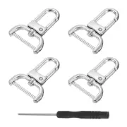 4Pcs Swivel Clasps, 0.98" D Ring Detachable Snap Hook with Screwdriver, Silver