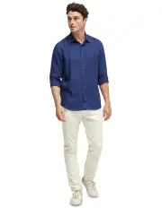 [Oxford] Fergus Pure Linen Shirt in Navy
