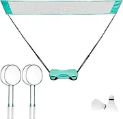 Badminton Set Outdoor Badminton Net Stand, with Net 4 Racket, 2 Birdies, Portable Storage Box, Easy Installation, for Backyards, Outdoor Games