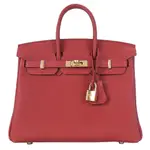 HERMES BIRKIN 25CM TOGO 牛皮柏金包(A刻/鴕鳥紅/金釦)