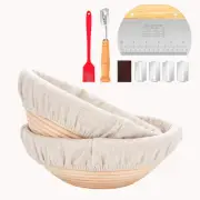 Sourdough Proofing basket 2 Round 9 Inch Bread Starter kit Scraper Lame 5 Blades
