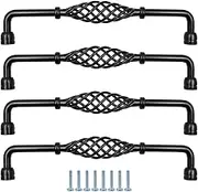ZONADAH Set of 4 Traditional Drawer Cabinet Handle, Hole Distance 192mm, Metal Bird Cage Furniture Door Pull Handles, Antique Bow Handle, Drawer, Door, Cupboards, Bathroom, Kitchen, Bronze Color