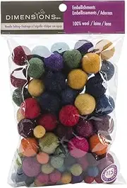 Dimensions Crafts Assorted Wool Balls for Needle Felting, 115 pcs