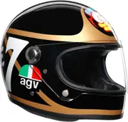 AGV Legends X3000 Barry Sheene Helmet, black-white-gold, Size S for Men Black White Gold