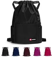 ZOORON Waterproof Drawstring Gym Backpack Bag for Men & Women, Sport Gym Sack Mini Travel Daypack, A01-black, One Size, Daypack Backpacks