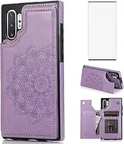 [Asuwish] Phone Case for Samsung Galaxy Note 10 Plus Glaxay Note10+ 5G with Screen Protector and Wallet Cover Flip Card Holder Stand Cell Gaxaly Note10 + Notes 10+ Ten Not S10 10Plus Women Men Purple