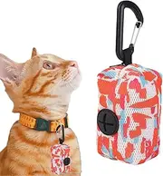 Dog Baggie Dispenser with Leak-Proof 15 Poo Bags | Dog Poop Bag Holder | Zipper Pouch with Carabiner, Waste Bag Holder, Pet Waste Dispenser, Pet Supplies, Orange, 1 count (Pack of 1), Unisex