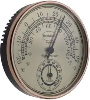 Thermometer Hygrometer Gilt Dial Garden Greenhouse Home Office - Measures Tem...