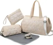 Mommy Bag with 2 pouches, Pacifier Case, Changing Mat, Waterproof Hospital Ba...