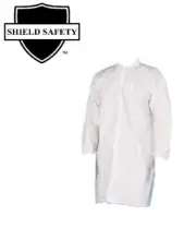 White Polypropylene 30G Lab Coats, 4 Snaps, Elastic Wrists, 2X-Large 25 Pieces