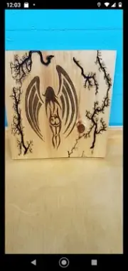 Handmade Wooden Wall Hanger angel w/ fractal burning.