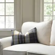 Lumbar Gray With Yellow Check Pattern And Microgel Feather-Like Insert Pillow