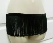 NEW Dance Fringe Skirt Velvet band Black ch/ladies short pullup 6" drop