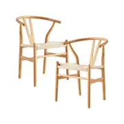 Anemone Set of 2 Wishbone Dining Chair Beech Timber Replica Hans Wenger Natural