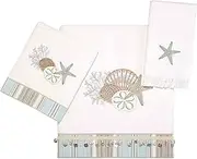 Avanti Linens - 3pc Towel Set, Soft & Absorbent Cotton Towels, Coastal Inspired Bathroom Accessories (by The Sea Collection, White)