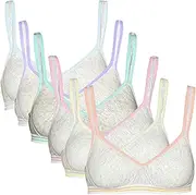 [VeaRin] Big Girls Training Bras Slim Soft Cup Wireless Lightly Lined Foam Bra Pack of 6