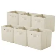 Foldable Fabric Storage Cubes And Cloth Organizer Drawer For Closet 6 Beige