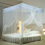 naturetalk Bed Canopy, Princess Bed Curtain Net for Girls & Adults，Two-Doors Rectangle Lace Dome Netting (White, King)