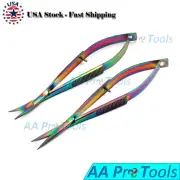 2 Snip-Eze Easy-Sqeez Scissors 4-3/4'' Str+Curved Sewing Embroidery Multi-Color