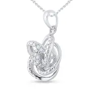 14k White Gold Round Diamond Cluster Pendant 1/10 Cttw