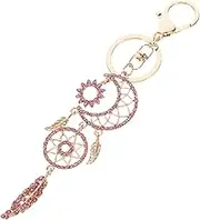 MOBUTOFU Rhinestone Moon Dreamcatcher Keychain Pendant Glamorous Car Keychain with Tassel Sparkly Bag Charm for Handbags Luxury Jewelry for Parties and Everyday Use