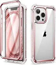 Dexnor for Apple iPhone 13 Pro Case（6.1 inch）, 360 Degree Full Body Shockproof Front and Back Protective Cover with Built-in Screen Protector - Rose Gold