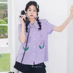 IRIS BOUTIQUE-PERI SHIRT 泰國小眾原創設計IS2251332雙口袋翻領刺繡設計短袖