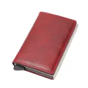 Wallet Crazy Horse PU Leather Aluminium Box automatically pops up credit card holder Men And Women Metal Fashion Card