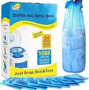 Nappy Bin Refill Bags, 32 Bags, Holds 1020 Pieces, Compatible with Arm&Hammer Nappy Bin Disposal System