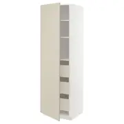 METOD / MAXIMERA high cabinet with drawers, white/Havstorp beige, 60x60x200 cm