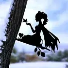 Elf Princess Outdoor Statue Stake Butterfly Fairy Metal Wall Art Gift